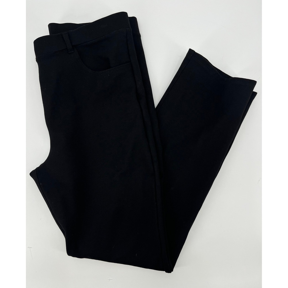 Quince Black Ponte Straight Leg Pants Tall XL Rayon Blend Stretch Workwear